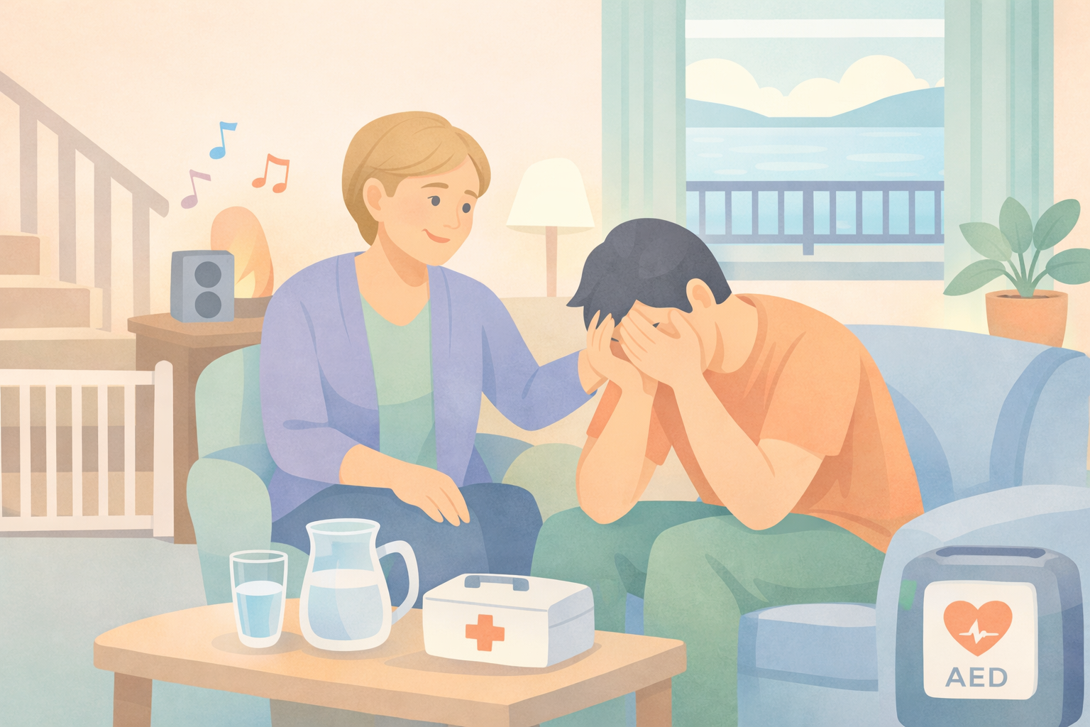 A flat vector style professional illustration in a soft pastel palette soft blues mint greens peaches pale yellows lavenders If there are people they-4-1