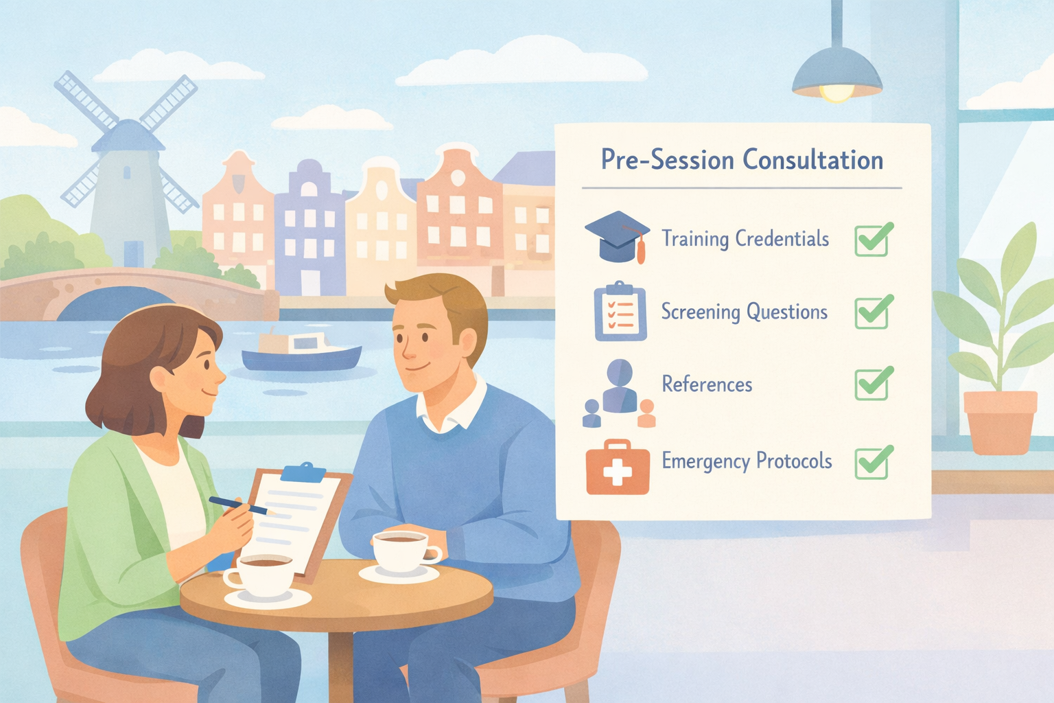 A flat vector style professional illustration in a soft pastel palette soft blues mint greens peaches pale yellows lavenders If there are people they