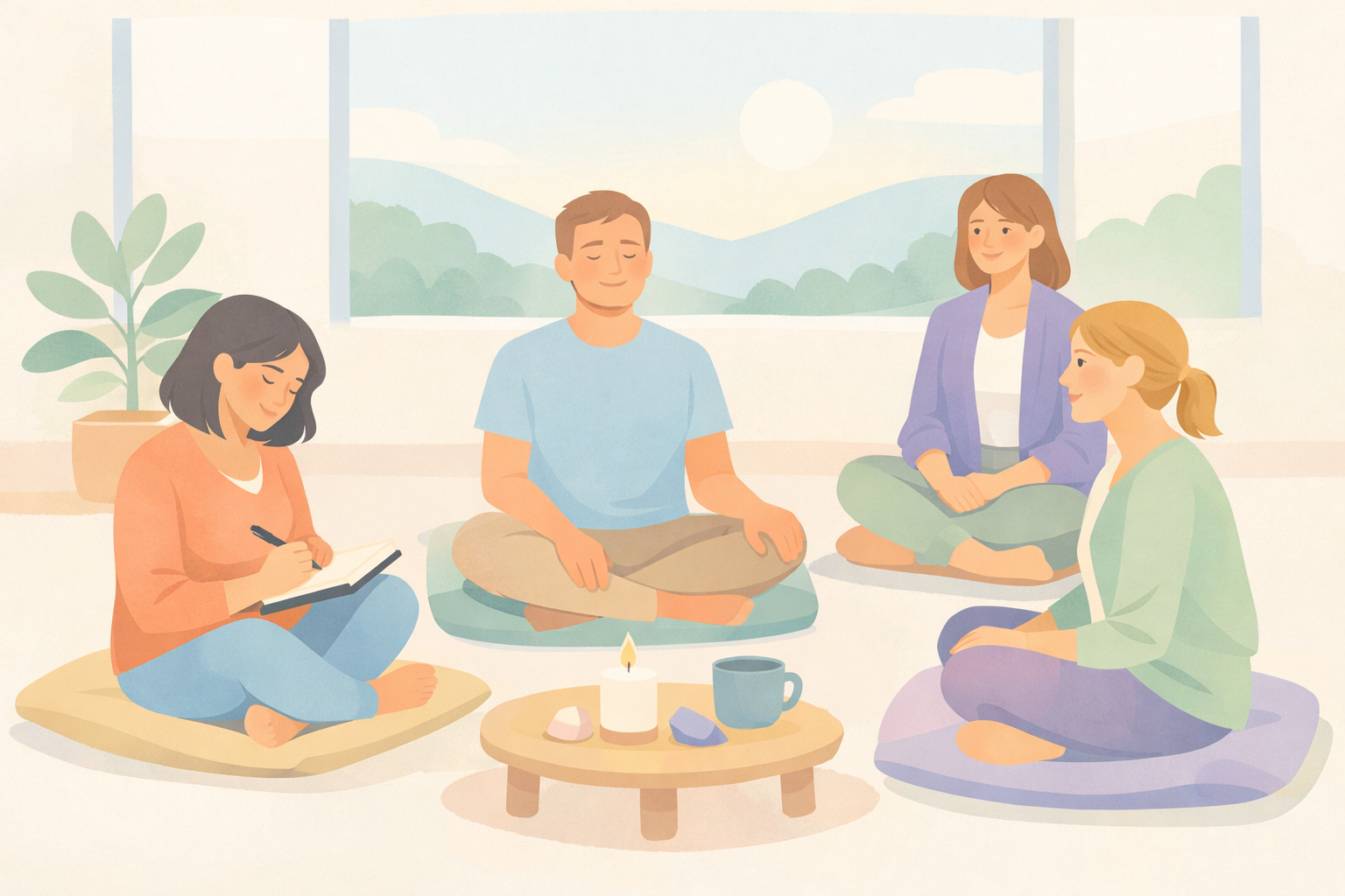 Adults in Pastel Retreat Circle