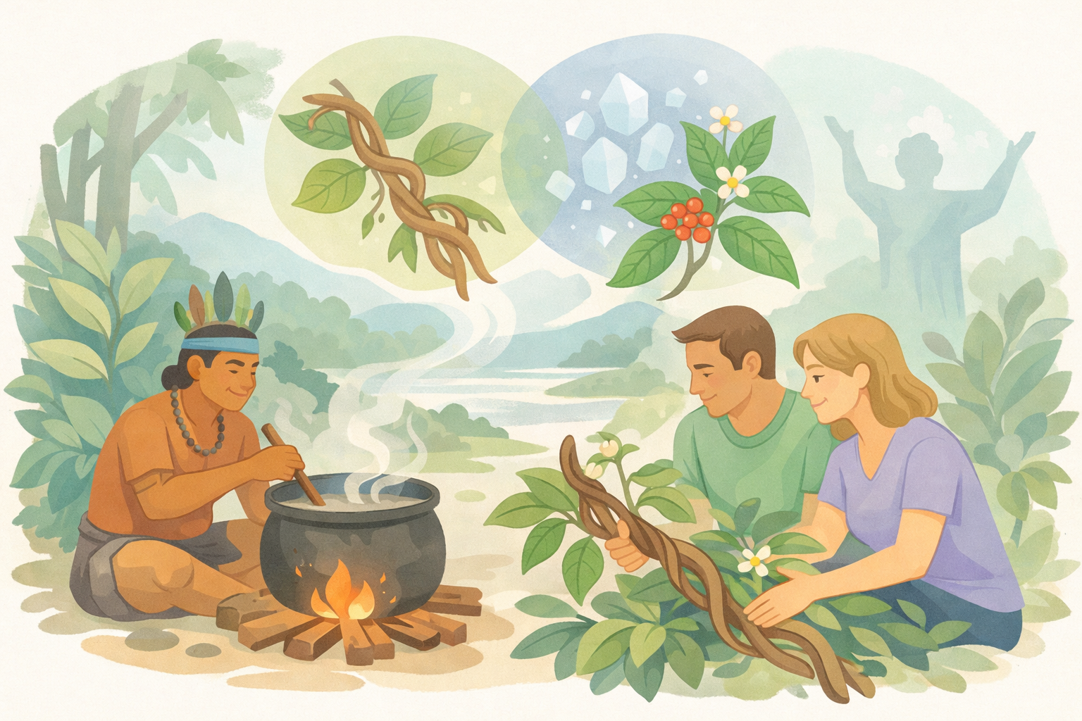 Ayahuasca Vine of the Soul in Soft Pastel Vector Style-3