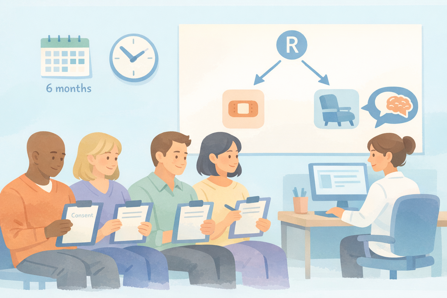 Clinical Trial Waiting Area with Soft Pastel Palette-2