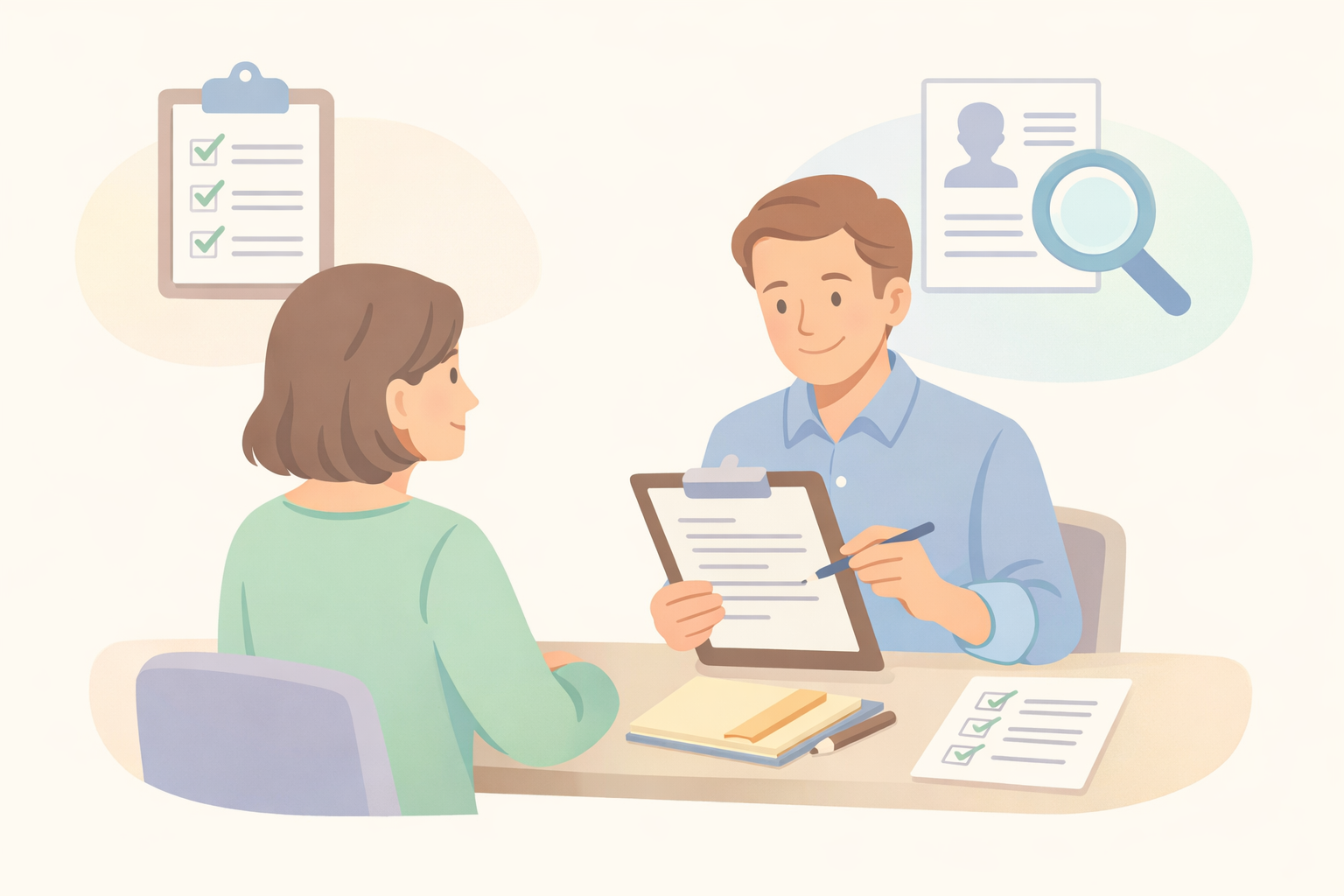 Consultation Scene with PastelToned Facilitator and Notes-1