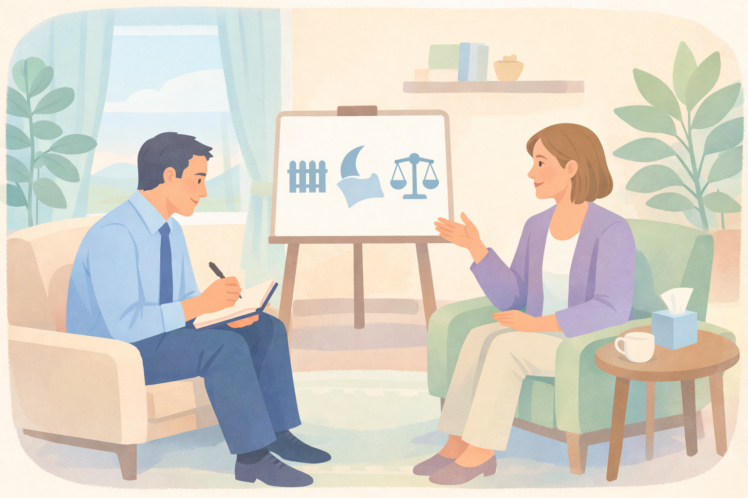 Executive Therapy Session in Soft Pastel Palette-1