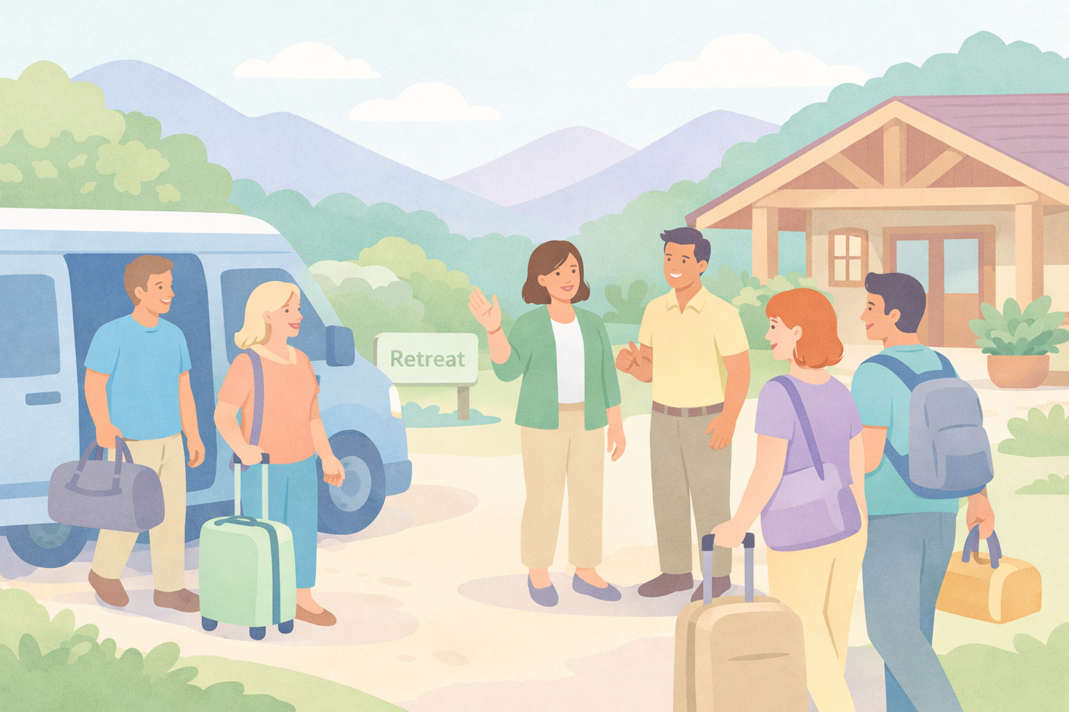 Guests Arriving at Peaceful Retreat Lodge
