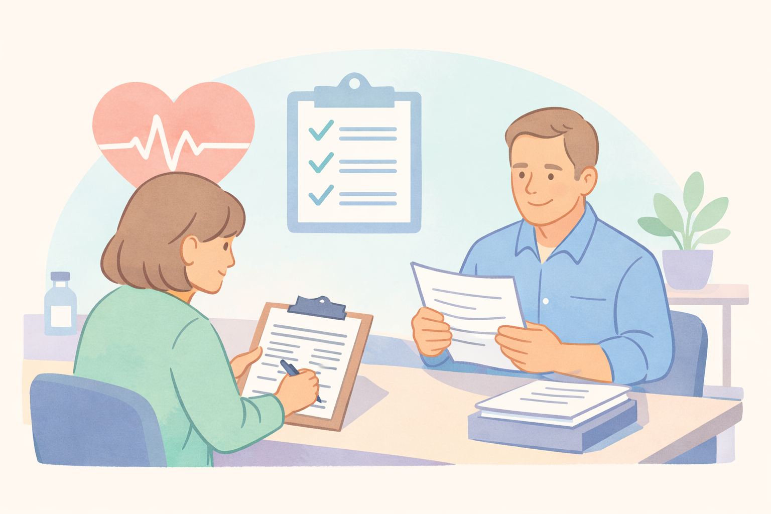 Landscape Clinic Screening with Soft Health Icons