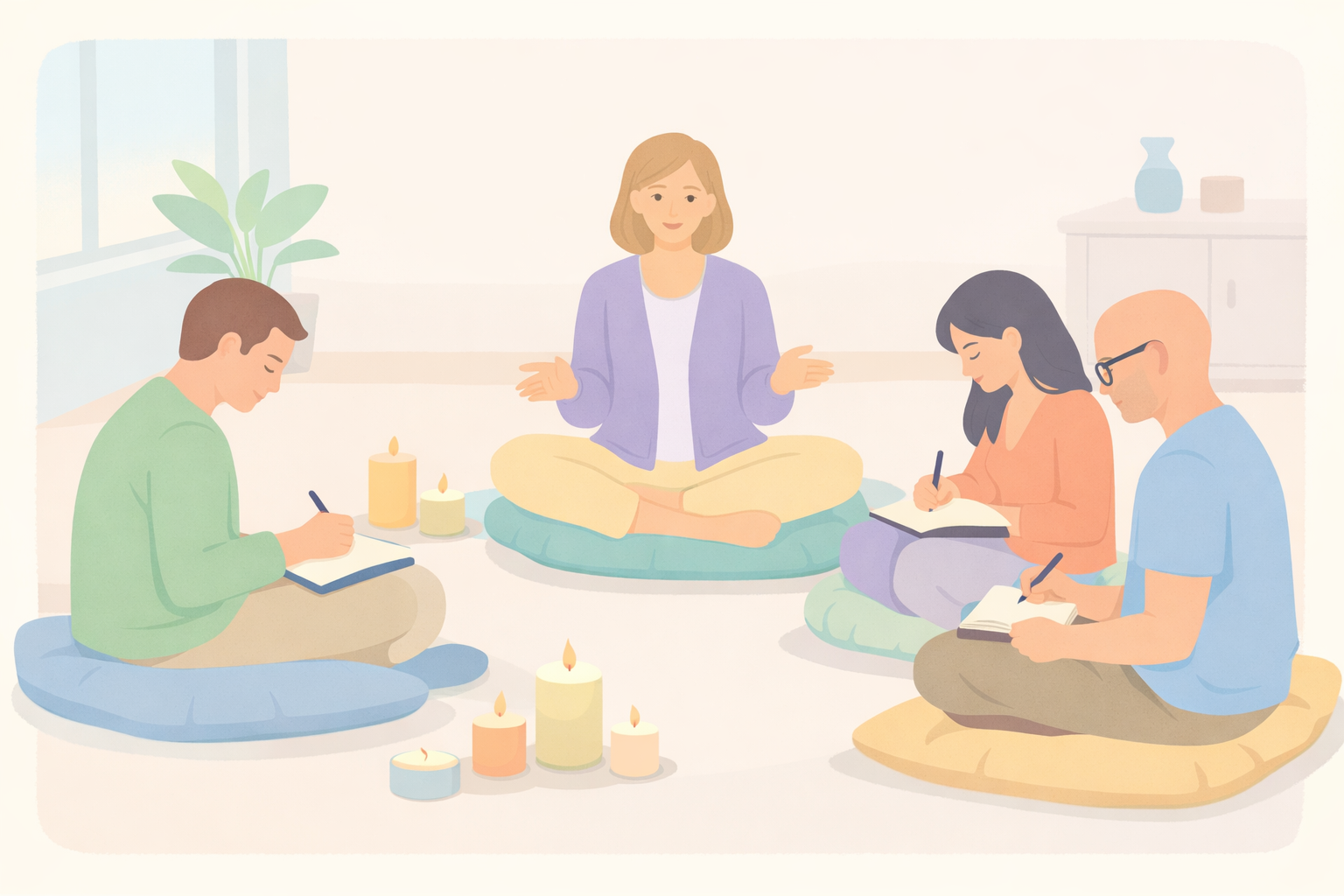 Mindful Circle Reflection with Soft Pastel Lighting