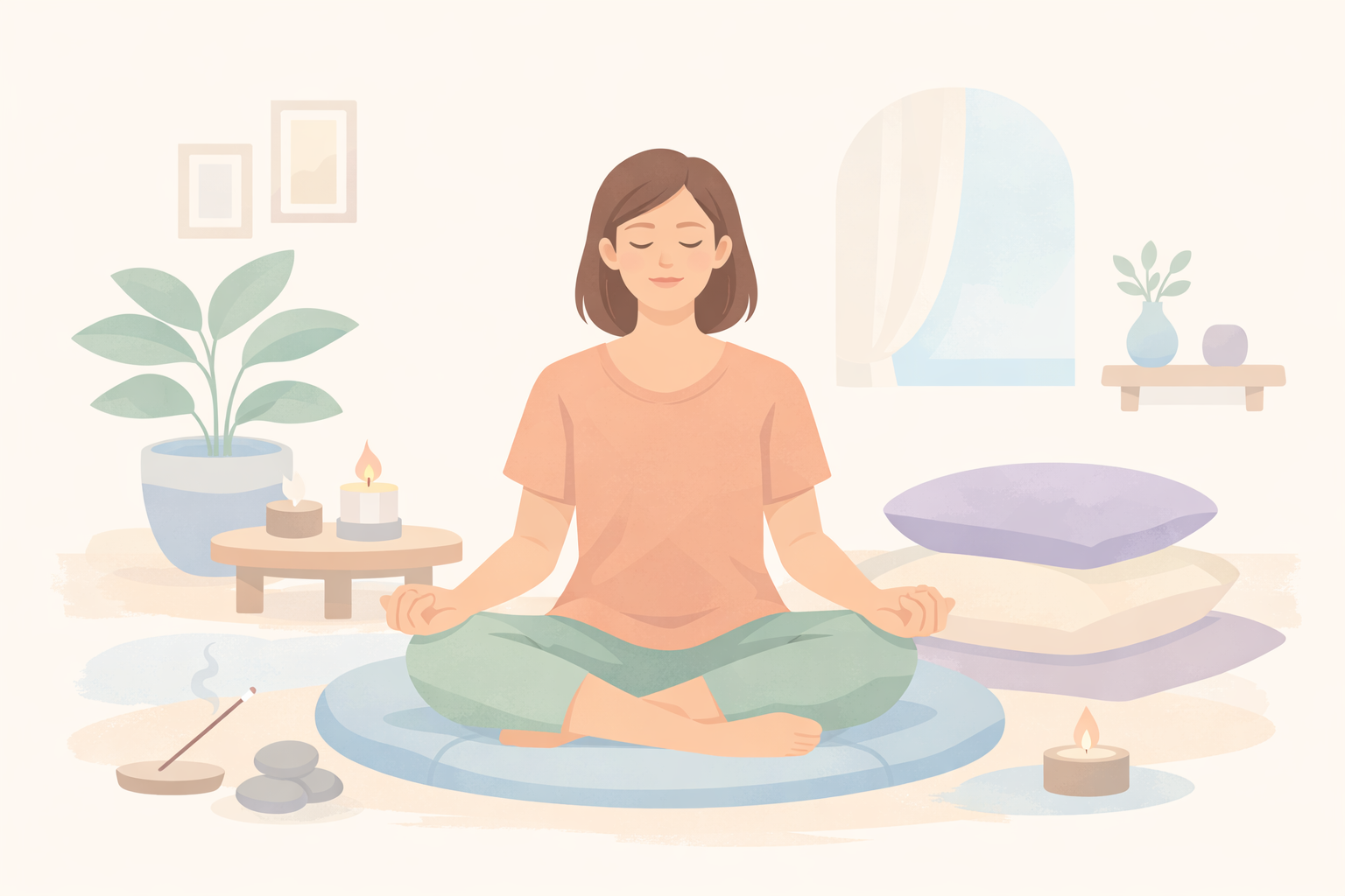 Mindful Practitioner in Soft Meditation Space