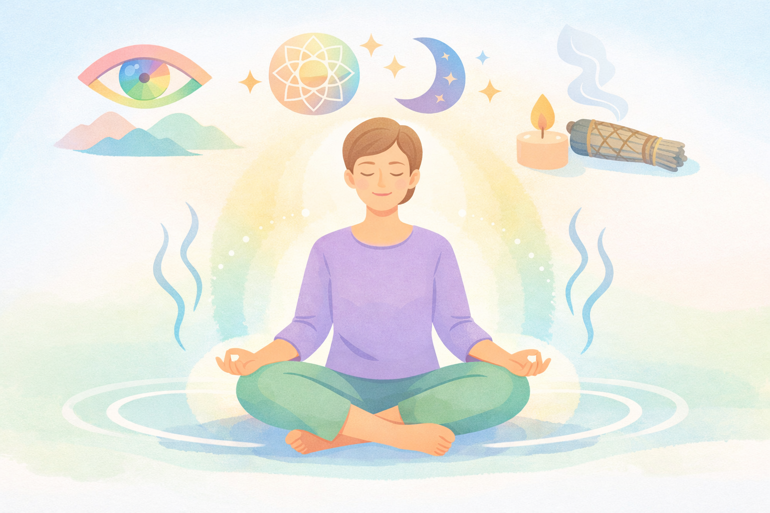 Mindfulness Meditation with Soft Glow and Subtle Breath Lines-1