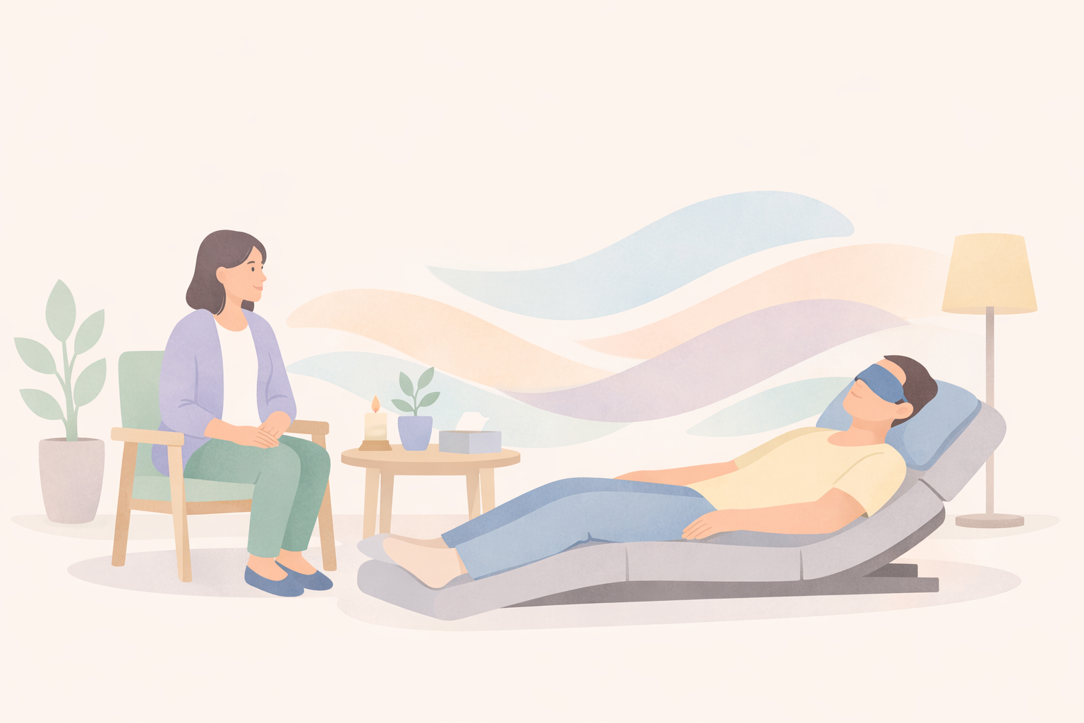 Peaceful Therapy Room with Abstract Shapes and Soft Pastel Tones-1