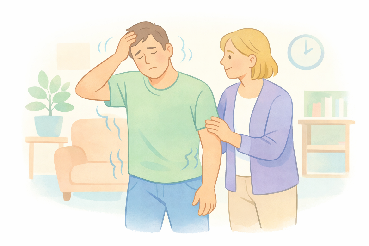 Person Disoriented with Supportive Facilitator in Soft Pastel Palette-1