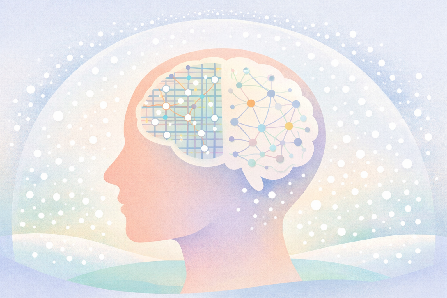 Psychedelic Brain Metaphor in Pastel Snow Globe Style-2