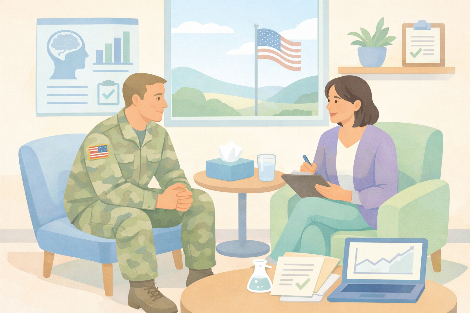 Veteran in Therapy Setting with Subtle Research References-1