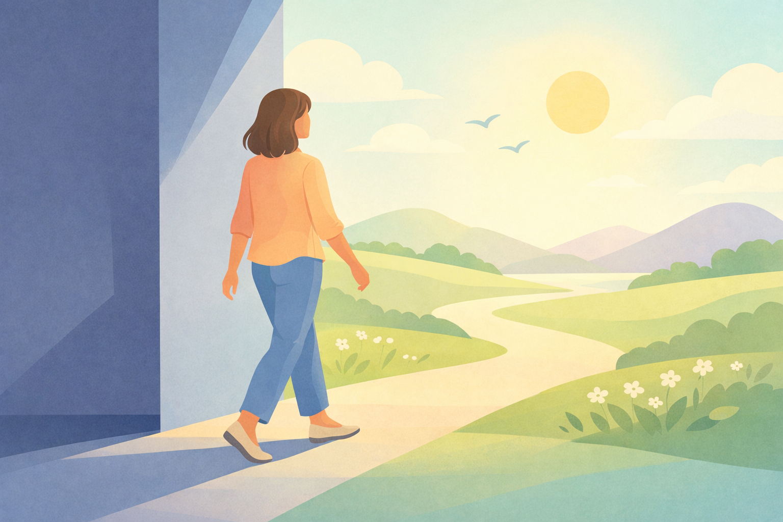 Woman Transitioning into Lighted Landscape-1