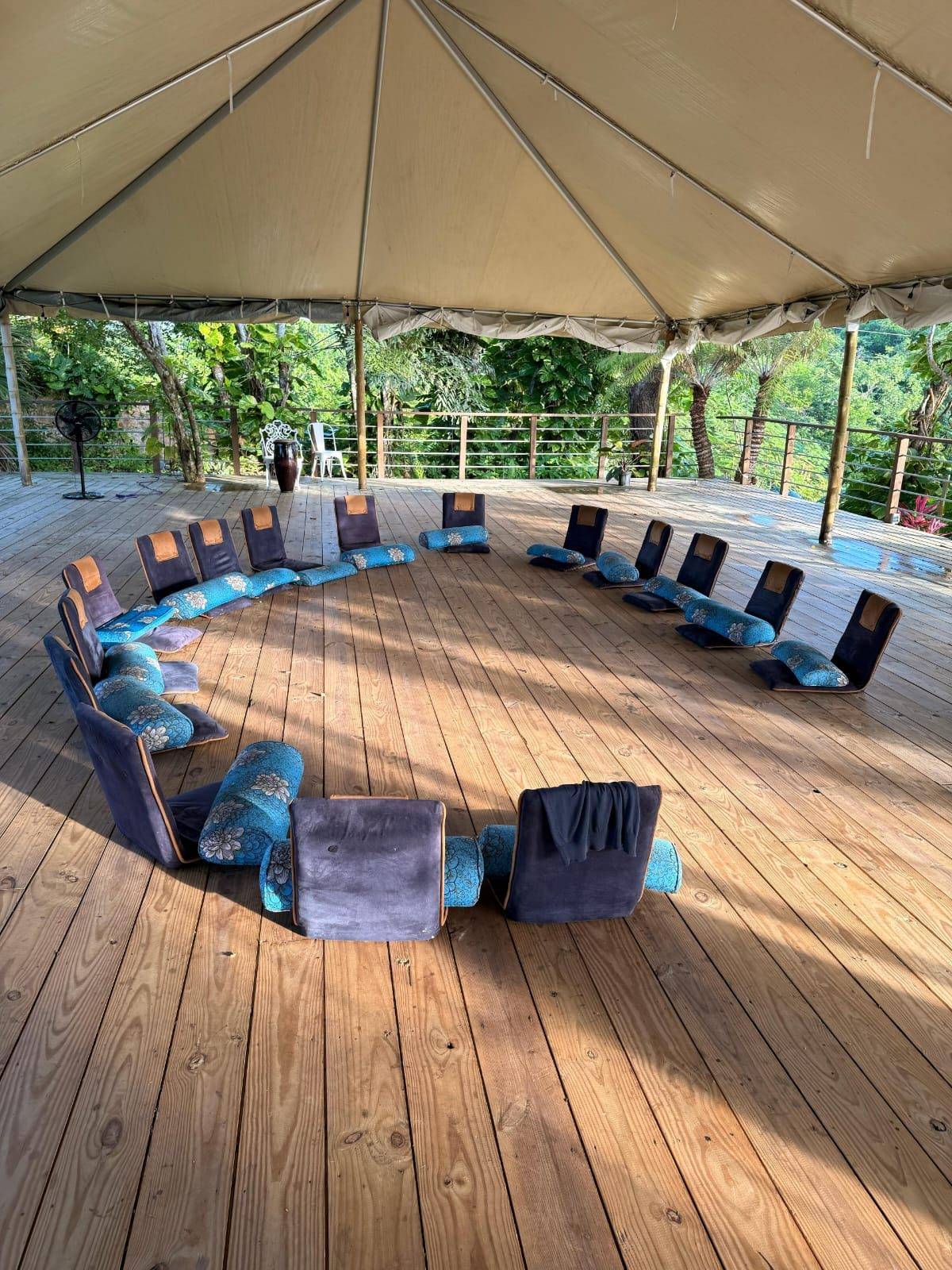 The session tent at Good Hope, set for the group