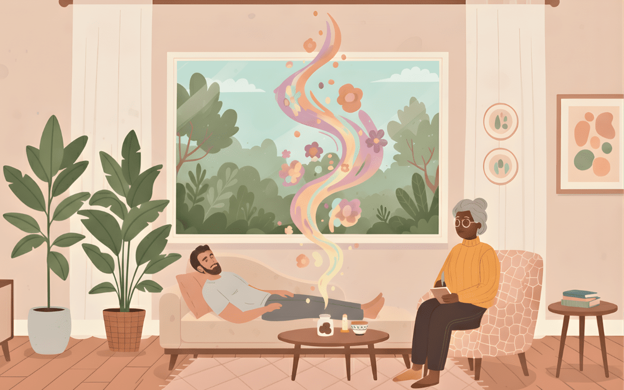 Can You Overdose on Magic Mushrooms? What Science Says About Safety and Risk: A therapist with a client during a retreat.